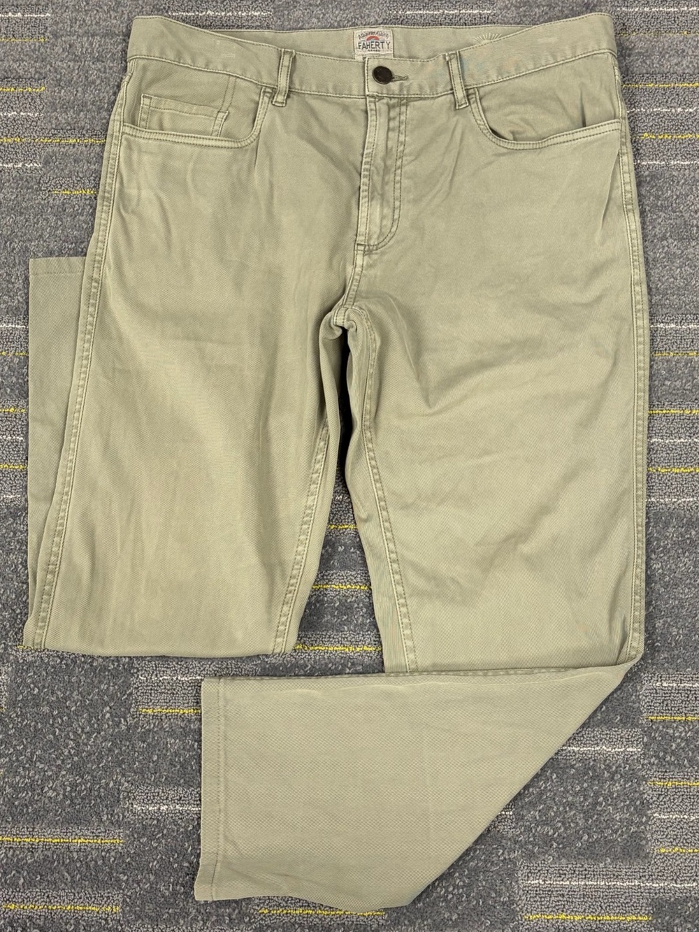 Faherty Comfort Twill 5 Pocket Pant 2.0 Men’s 33x26 Green Slim Straight Stretch